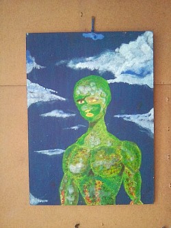 Painting name : sadLien .33cm L & 46cm h. $ already sold.